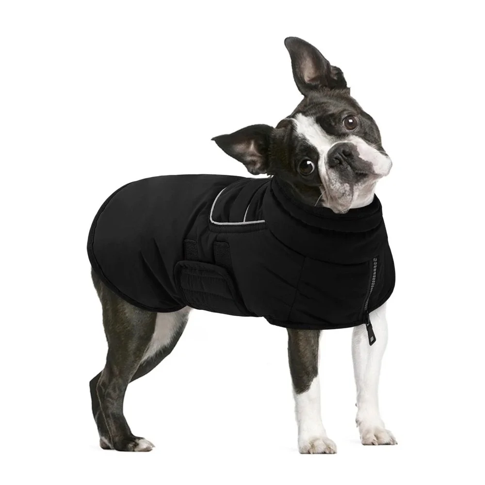 AOFITEE‎ Dog Winter Coat Waterproof Fleece Puffer Jacket Reflective Black Size L